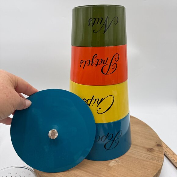 Set of 4 Vintage Nesting Snack Bowl by Nasco popcorn chips pretzels nuts melamin - Picture 8 of 16